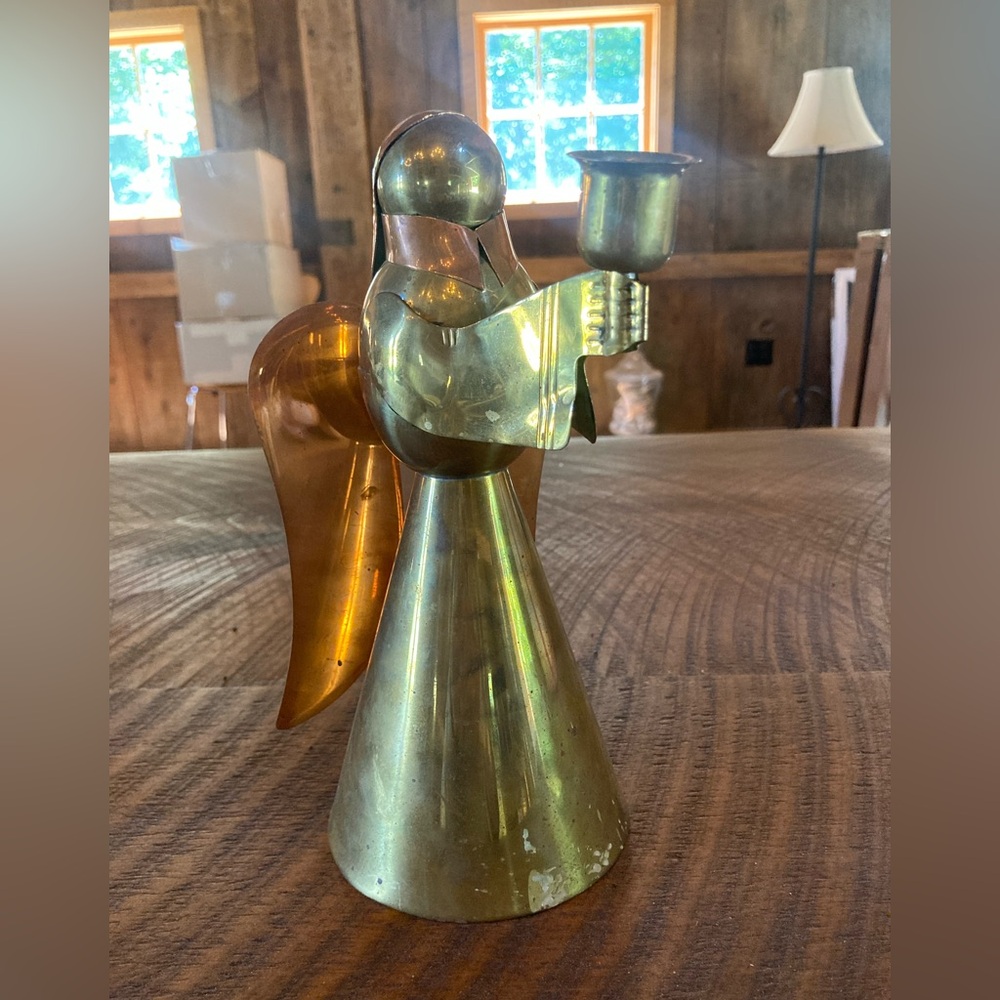 Elegant Brass Angel Candle Holder